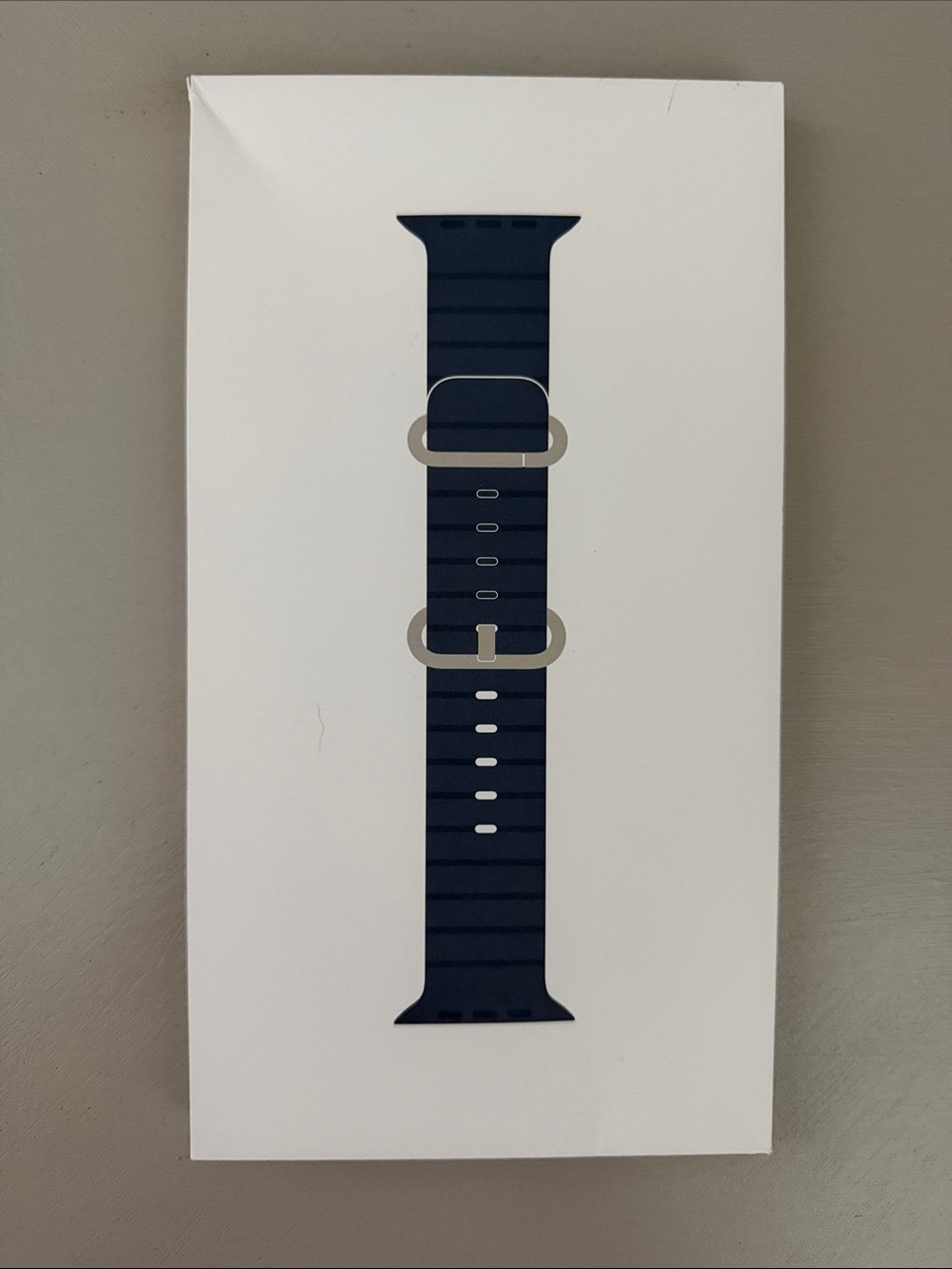 Apple Navy Blue Leather Loop Watch Band with Silver Metal Rings